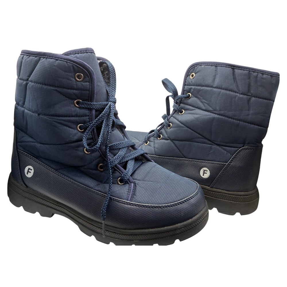 Snow Boots Size 11 Navy Blue Quilted Faux Fur Lined Winter Cold Weather